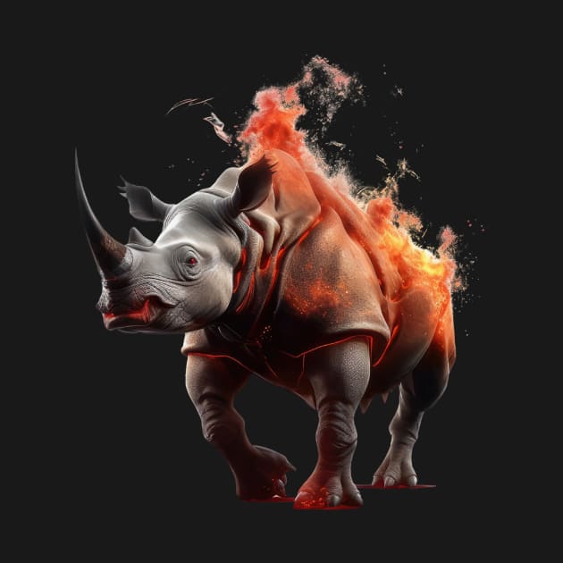 Infernal Horns: The Fiery Wrath of the Rhino Demon by MerlinArt