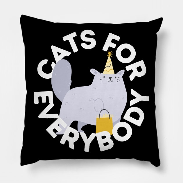 Cats For Everybody Festive Cat Bearing Gifts Funny Christmas Gift for Cat Owners and Feline Lovers Pillow by nathalieaynie