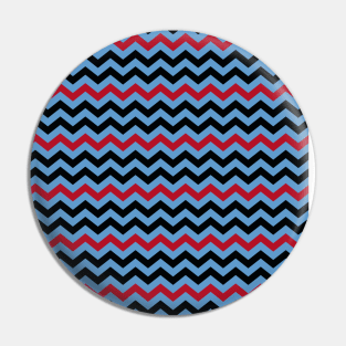 Light Blue Red and Black Chevron Zigzag Pattern Pin