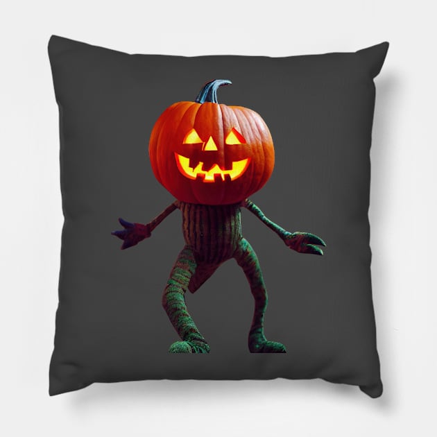 Spooky Walking Halloween Pumpkin Pillow by JyFDesignz