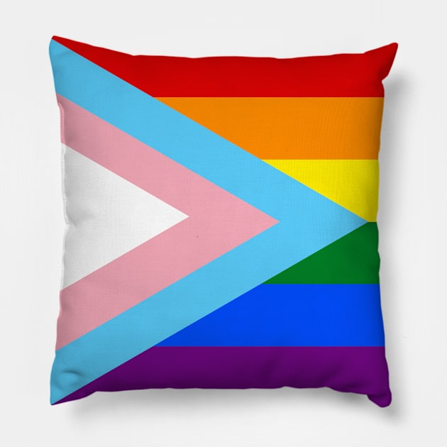 Trans Inclusive Pride Flag LGBTQ+ Edit View Pillow by Porcupine and Gun