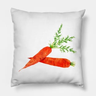 orange carrot watercolor painting Pillow
