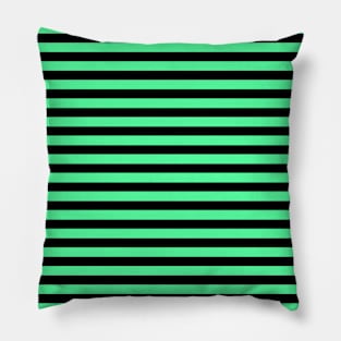 Horizontal Stripes Pattern - Black & Bright Green Pillow