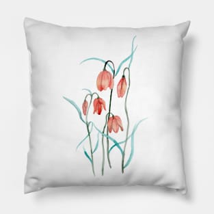 Watercolor Orange Sunset Orchid Pillow