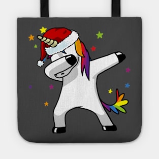 Dabbing Unicorn Shirt Hip Hop Dab Santa Hat Christmas Shirt III Tote