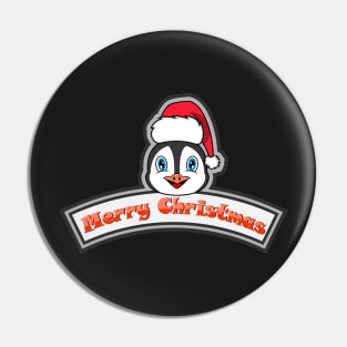 Sticker and Label Of  Penguin Character Design and Merry Christmas Text. Pin