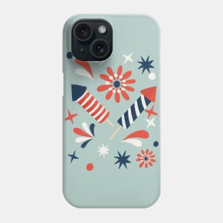Red, white and blue fireworks Phone Case