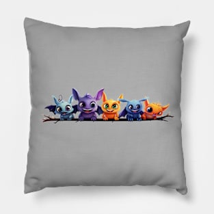 Spooky Halloween Bat Family Pillow