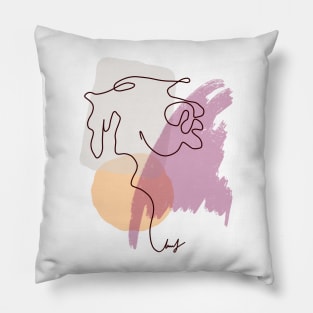 Abstract Line Art Dog Drawing on Watercolor Pillow