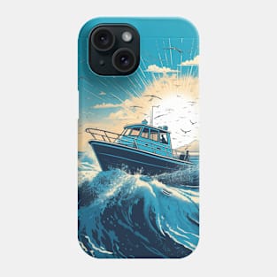 Motorboat Slicing Through The Waves Of A Vibrant Blue Ocean Phone Case