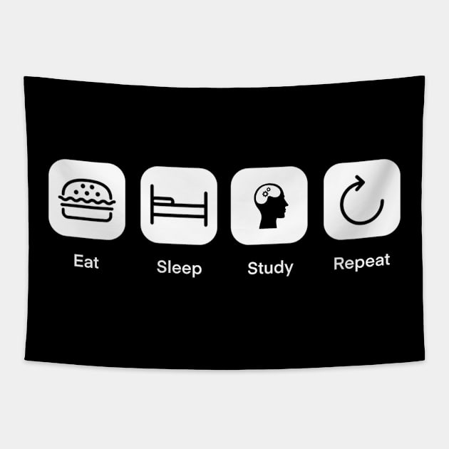 Eat Sleep Study Repeat Tapestry by medd.art