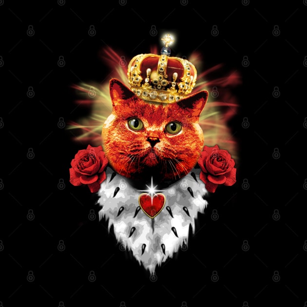 Red Cat King chic red cat crown roses love heart Margarita-Art by Margarita7