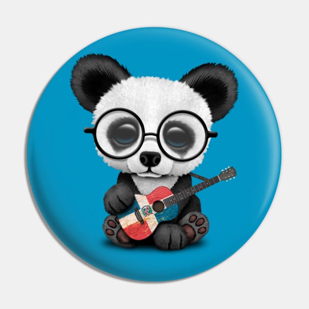 Baby Panda Playing Dominican Flag Guitar Pin by jeffbartels