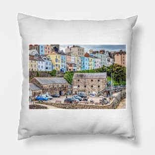 Tenby Harbour Quay, Pembrokeshire, Wales Pillow