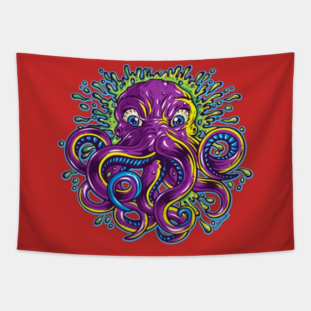 Wild Octopus Tapestry by renatodsc