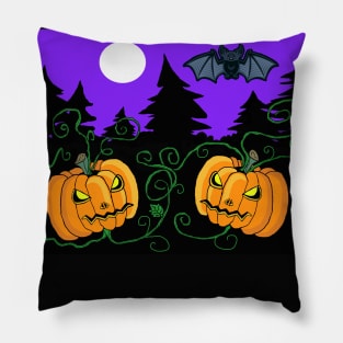 Scary halloween jack o lanterns scene Pillow