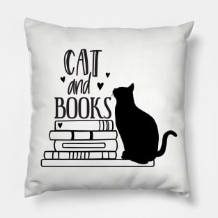 cat and books Pillow