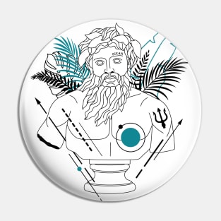 Funny Hipster Greek God Poseidon Roman God Neptune Pin