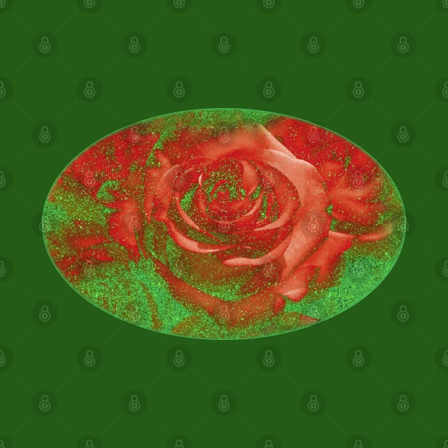 romantic red roses and green glitter pattern for flowers lovers by designsbyxarah