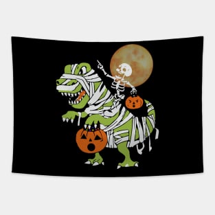 Skeleton Riding Dinosaur Bones Tapestry