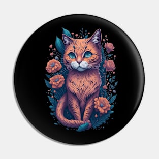 Beautiful cat folwer victor illustration design Pin