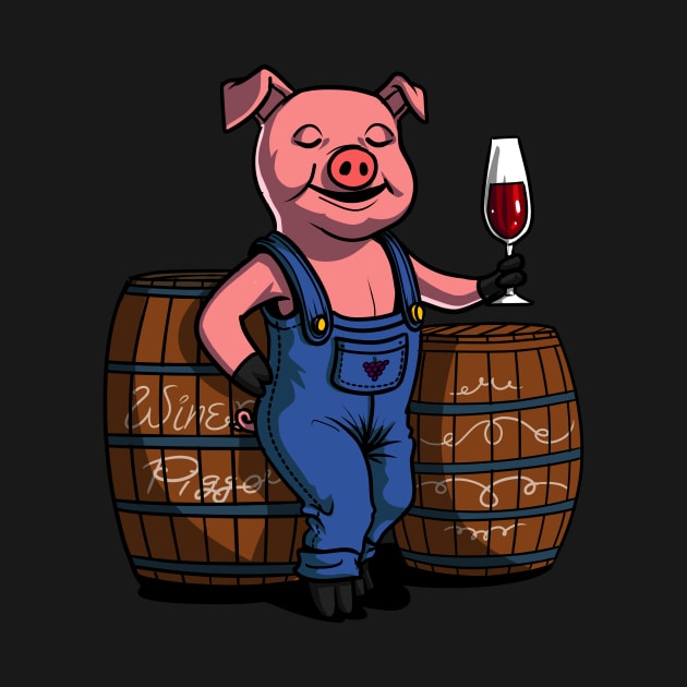 Funny Pig Wine Drinking Party Farm Pork by underheaven