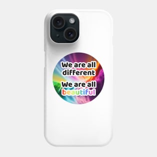 We are all different. We are all beautiful. Rainbow Clouds Circle Phone Case