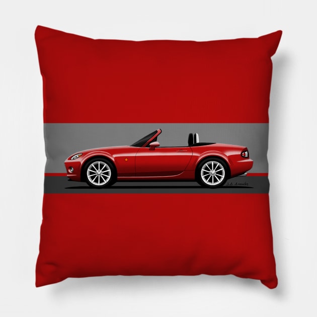 My drawing of the transparent NC 2.0 roadster convertible classic sports car Pillow by jaagdesign