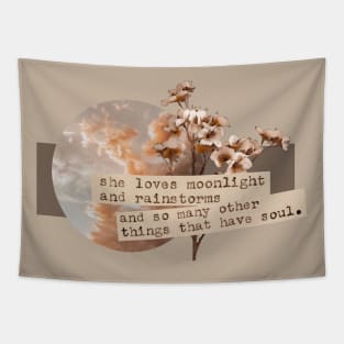 Quotes aesthetics flowers sky clouds gift ideas gifts for her xmas vintage gift Light academia style Tapestry