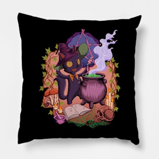 Witchcore - at the cauldron stands the witch cat Pillow