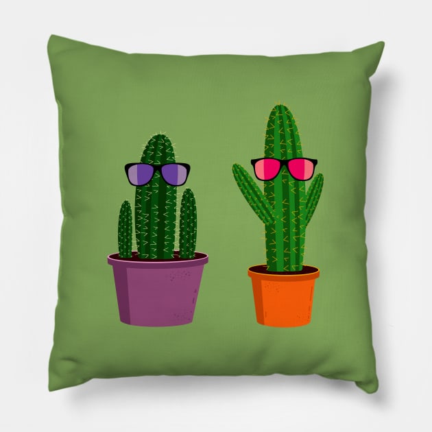 Two funny cartoon cacti Pillow by hyperactive
