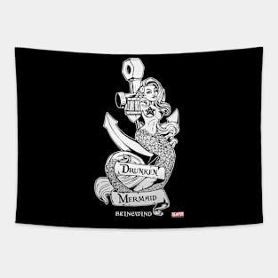 ReaperCon 2020 Drunken Mermaid Veritcal B&W T-Shirt Tapestry