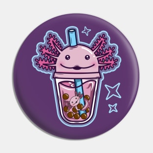 Axolotl bubble tea blue and pink Pin