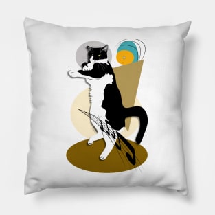 Cute Tuxedo Cat Disco Dancing Copyright TeAnne Pillow