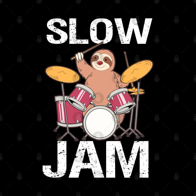 Sloth Drumming Gift Print Slow Jam Drummer Present Print by Linco