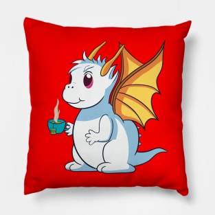 Cute Dragon with Cup of Tea Pillow