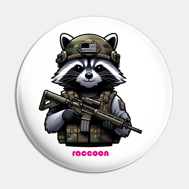 Tactical Raccoon Pin by Rawlifegraphic