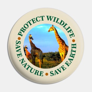 Wildlife Conservation Earth Day Giraffes Pin