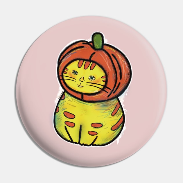 Pumpkin cat Pin by Douwannart