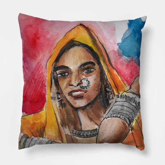 Indian beauty Pillow by sukhpalgrewal