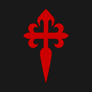 Cross of Saint James Santiago Red Cross on black background T-Shirt