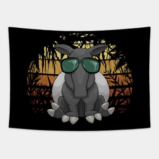 Retro Jungle Sunset Hipster Tapir With Sunglasses Tapestry