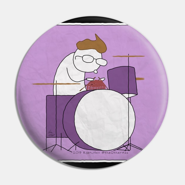 Knitting Drummer Pin by RyanJGillComics