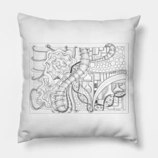 Illustration hand draw with science theme greyscale monochrome Pillow