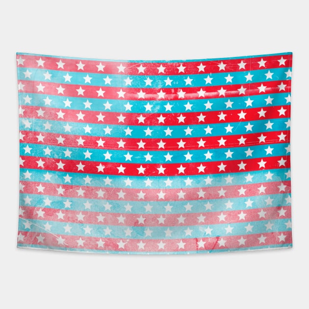 Red white and blue stars and stripes in an Americana tribute Tapestry by pickledpossums