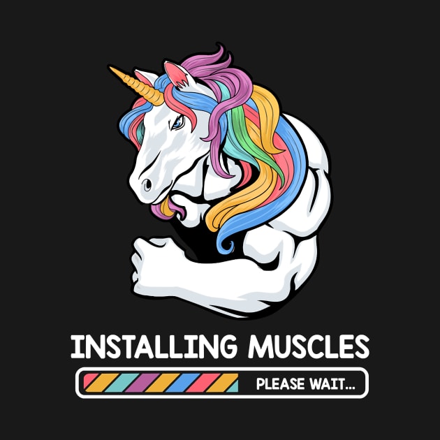 Unicorn Installing Muscles Rainbow Dadacorn Fathers DayTank Top175 magic by Olegpavlovmmo