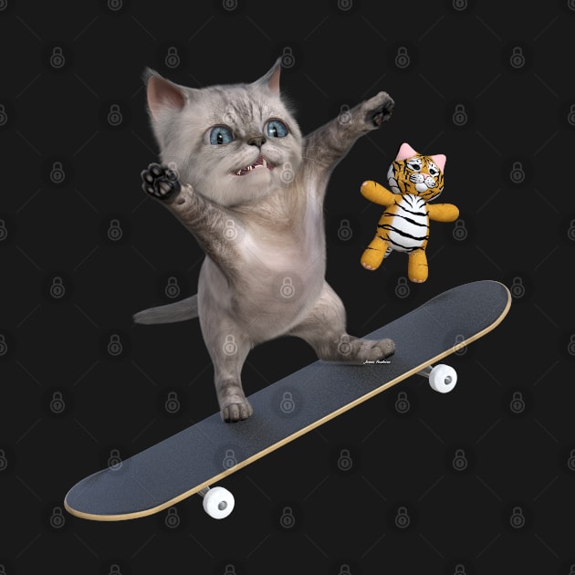 Moshi Kitten Skateboarding by Ratherkool