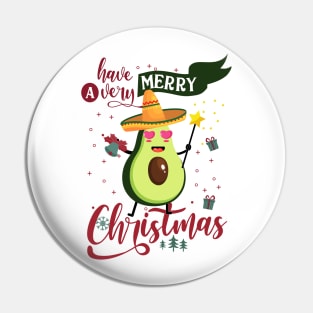 Vegan Merry Christmas Mexican Avocado Xmas Pin