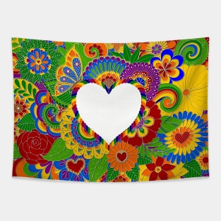 Rainbow Love and Flowers Tapestry