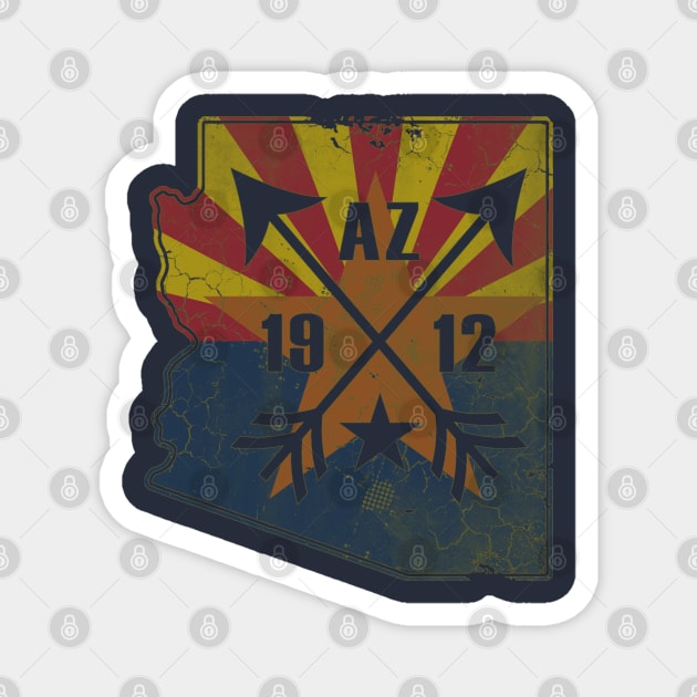 Vintage Arizona State Flag Map Love Home Vacation Magnet by E